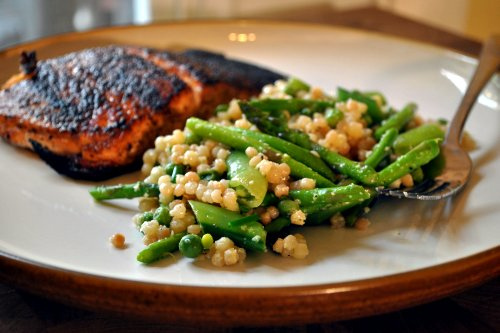 Israeli Couscous with Crispy Greens