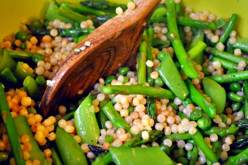 Israeli Couscous with Crispy Greens