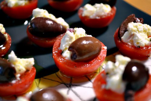 Cherry Tomatoes Stuffed with Marinated Feta