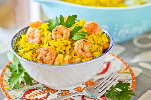 Saffron Orzo with Shrimp 4