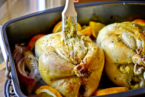 Garlic Butter-Rubbed Roast Chicken with Oranges & Red Onions 13